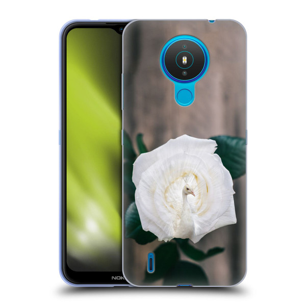 Pixelmated Animals Surreal Pets Peacock Rose Soft Gel Case for Nokia 1.4