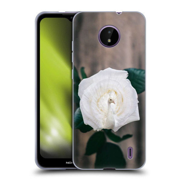 Pixelmated Animals Surreal Pets Peacock Rose Soft Gel Case for Nokia C10 / C20
