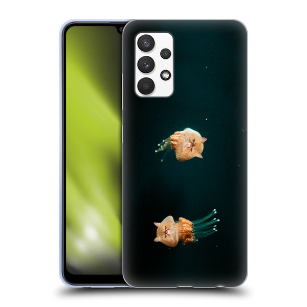 Pixelmated Animals Surreal Pets Jellyfish Cats Soft Gel Case for Samsung Galaxy A32 (2021)
