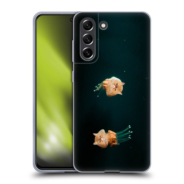Pixelmated Animals Surreal Pets Jellyfish Cats Soft Gel Case for Samsung Galaxy S21 FE 5G