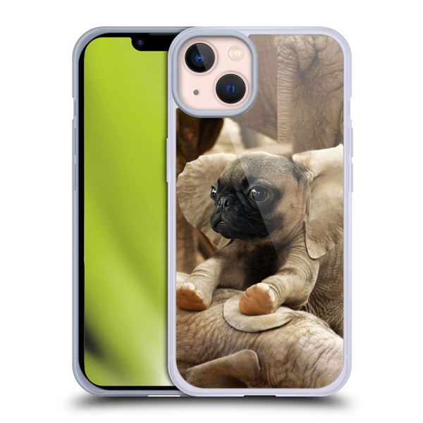Pixelmated Animals Surreal Wildlife Pugephant Soft Gel Case for Apple iPhone 13