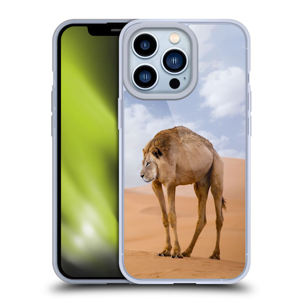 Pixelmated Animals Surreal Wildlife Camel Lion Soft Gel Case for Apple iPhone 13 Pro