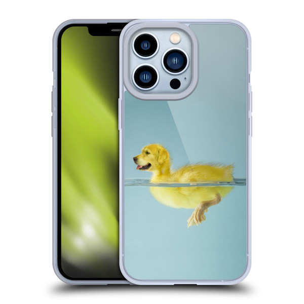 Pixelmated Animals Surreal Wildlife Dog Duck Soft Gel Case for Apple iPhone 13 Pro