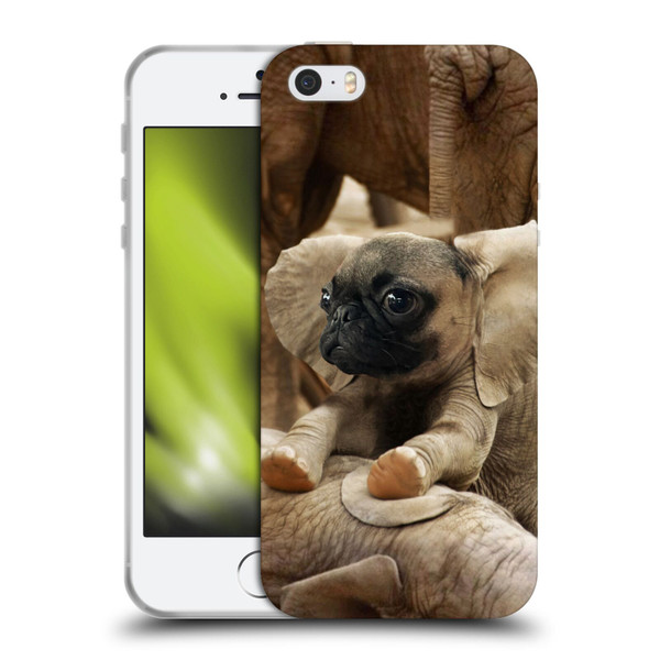 Pixelmated Animals Surreal Wildlife Pugephant Soft Gel Case for Apple iPhone 5 / 5s / iPhone SE 2016