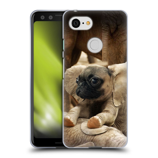 Pixelmated Animals Surreal Wildlife Pugephant Soft Gel Case for Google Pixel 3