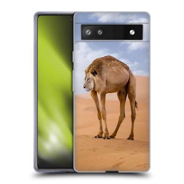 Pixelmated Animals Surreal Wildlife Camel Lion Soft Gel Case for Google Pixel 6a
