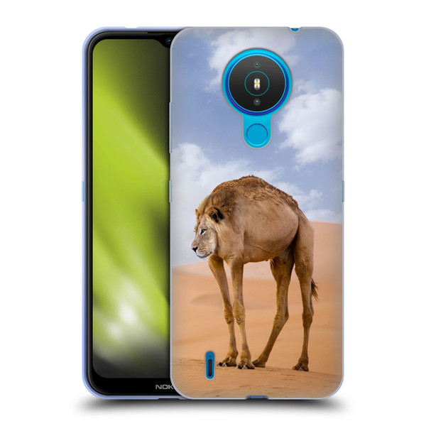 Pixelmated Animals Surreal Wildlife Camel Lion Soft Gel Case for Nokia 1.4