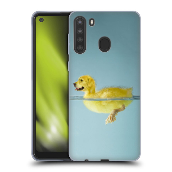 Pixelmated Animals Surreal Wildlife Dog Duck Soft Gel Case for Samsung Galaxy A21 (2020)