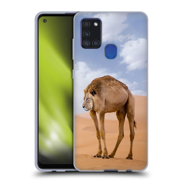 Pixelmated Animals Surreal Wildlife Camel Lion Soft Gel Case for Samsung Galaxy A21s (2020)