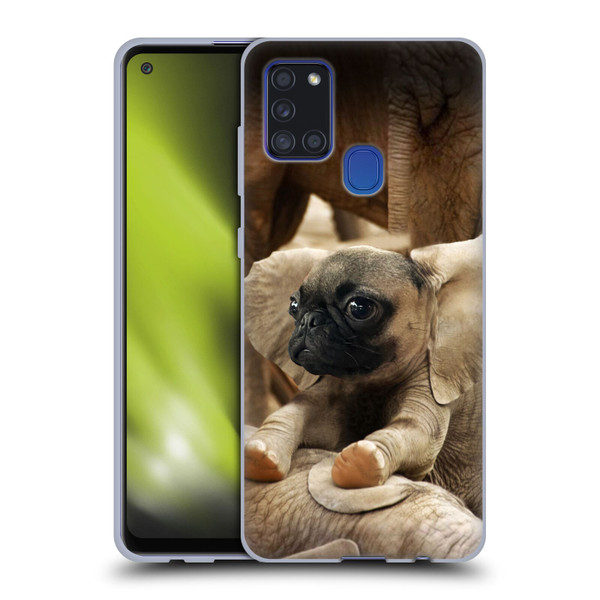 Pixelmated Animals Surreal Wildlife Pugephant Soft Gel Case for Samsung Galaxy A21s (2020)
