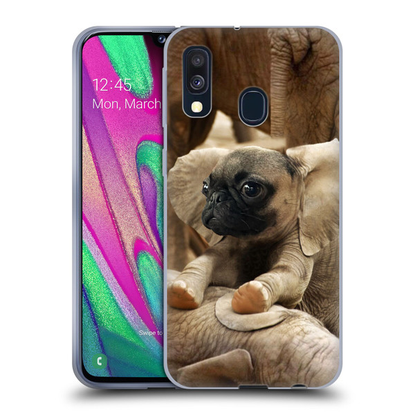 Pixelmated Animals Surreal Wildlife Pugephant Soft Gel Case for Samsung Galaxy A40 (2019)