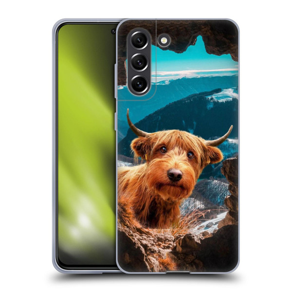Pixelmated Animals Surreal Wildlife Cowpup Soft Gel Case for Samsung Galaxy S21 FE 5G