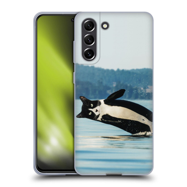 Pixelmated Animals Surreal Wildlife Orcat Soft Gel Case for Samsung Galaxy S21 FE 5G