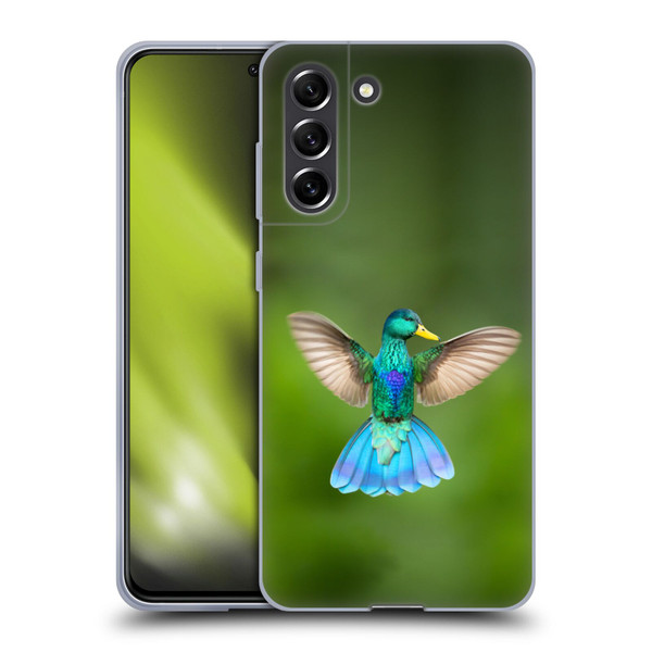 Pixelmated Animals Surreal Wildlife Quaking Bird Soft Gel Case for Samsung Galaxy S21 FE 5G