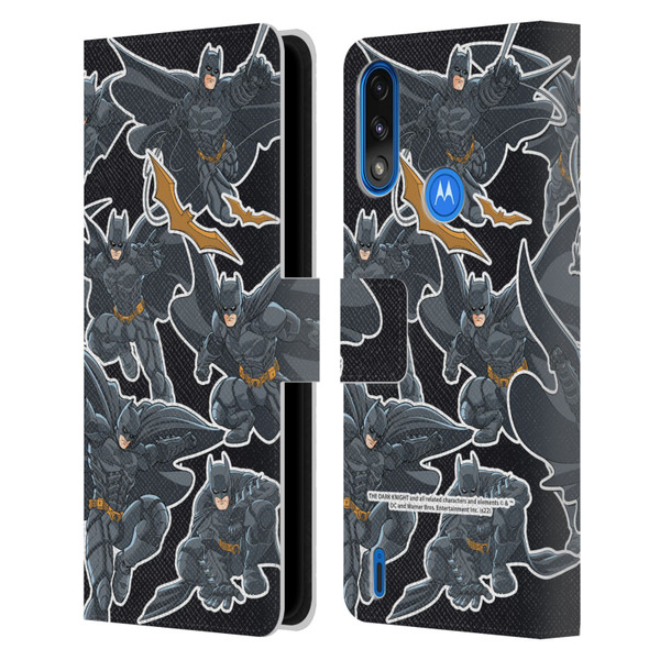 The Dark Knight Character Art Batman Sticker Collage Leather Book Wallet Case Cover For Motorola Moto E7 Power / Moto E7i Power