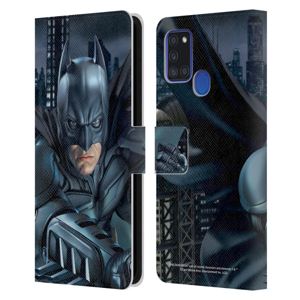 The Dark Knight Character Art Batman Leather Book Wallet Case Cover For Samsung Galaxy A21s (2020)