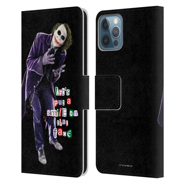 The Dark Knight Graphics Joker Put A Smile Leather Book Wallet Case Cover For Apple iPhone 12 / iPhone 12 Pro