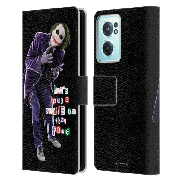 The Dark Knight Graphics Joker Put A Smile Leather Book Wallet Case Cover For OnePlus Nord CE 2 5G