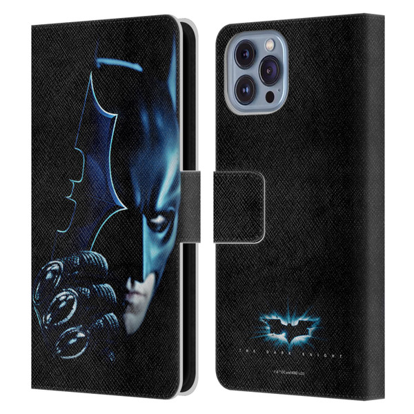 The Dark Knight Key Art Batman Batarang Leather Book Wallet Case Cover For Apple iPhone 14