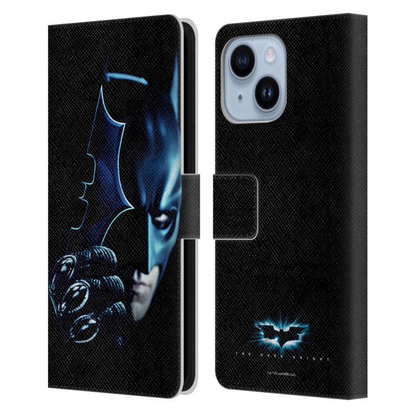 The Dark Knight Key Art Batman Batarang Leather Book Wallet Case Cover For Apple iPhone 14 Plus