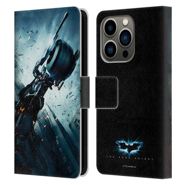 The Dark Knight Key Art Batman Batpod Leather Book Wallet Case Cover For Apple iPhone 14 Pro