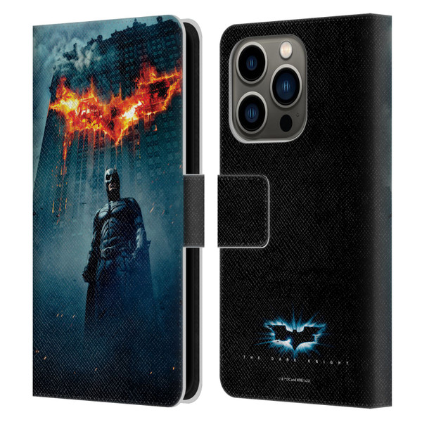 The Dark Knight Key Art Batman Poster Leather Book Wallet Case Cover For Apple iPhone 14 Pro