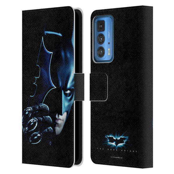 The Dark Knight Key Art Batman Batarang Leather Book Wallet Case Cover For Motorola Edge 20 Pro