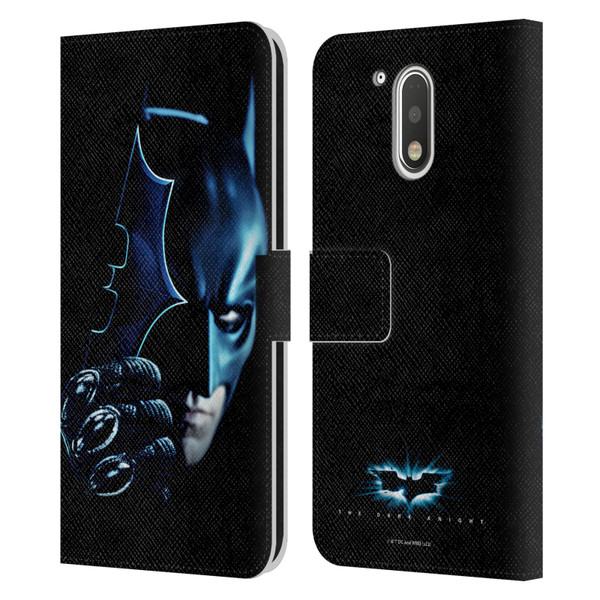 The Dark Knight Key Art Batman Batarang Leather Book Wallet Case Cover For Motorola Moto G41