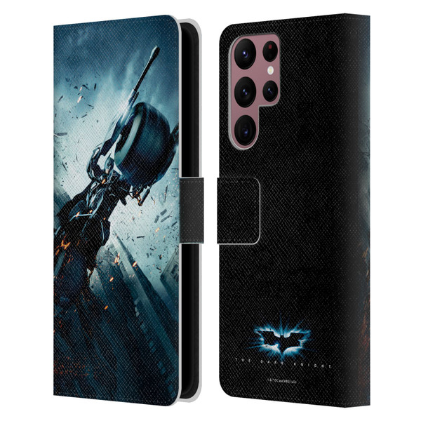 The Dark Knight Key Art Batman Batpod Leather Book Wallet Case Cover For Samsung Galaxy S22 Ultra 5G