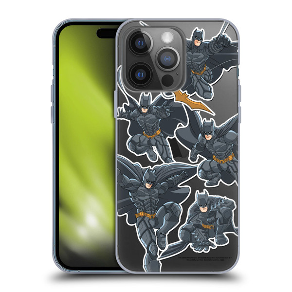 The Dark Knight Character Art Batman Sticker Collage Soft Gel Case for Apple iPhone 14 Pro