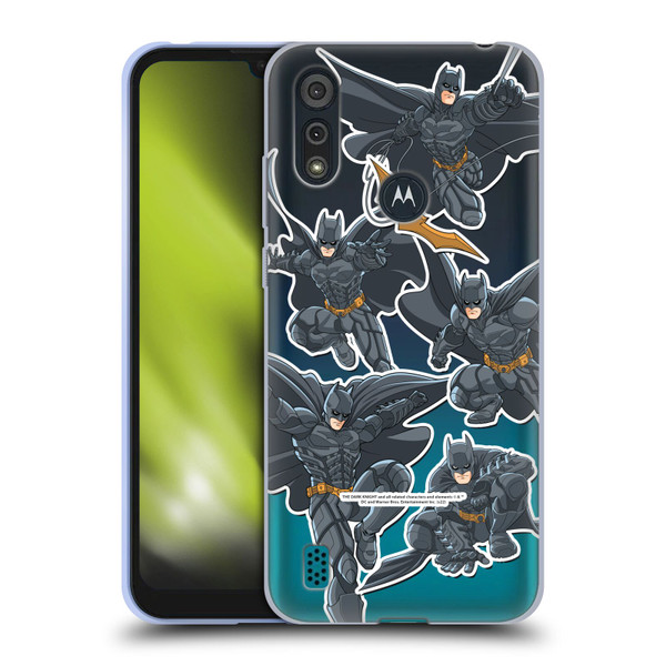 The Dark Knight Character Art Batman Sticker Collage Soft Gel Case for Motorola Moto E6s (2020)