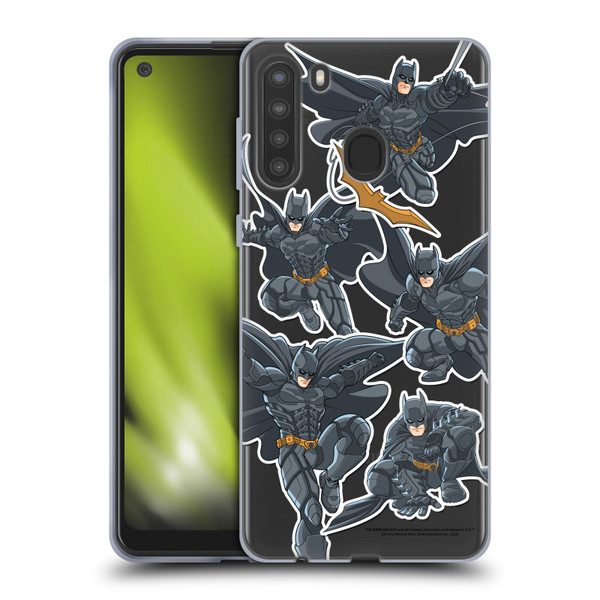 The Dark Knight Character Art Batman Sticker Collage Soft Gel Case for Samsung Galaxy A21 (2020)