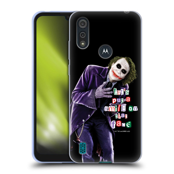 The Dark Knight Graphics Joker Put A Smile Soft Gel Case for Motorola Moto E6s (2020)