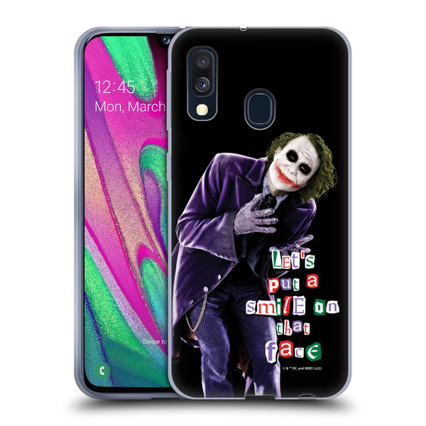 The Dark Knight Graphics Joker Put A Smile Soft Gel Case for Samsung Galaxy A40 (2019)