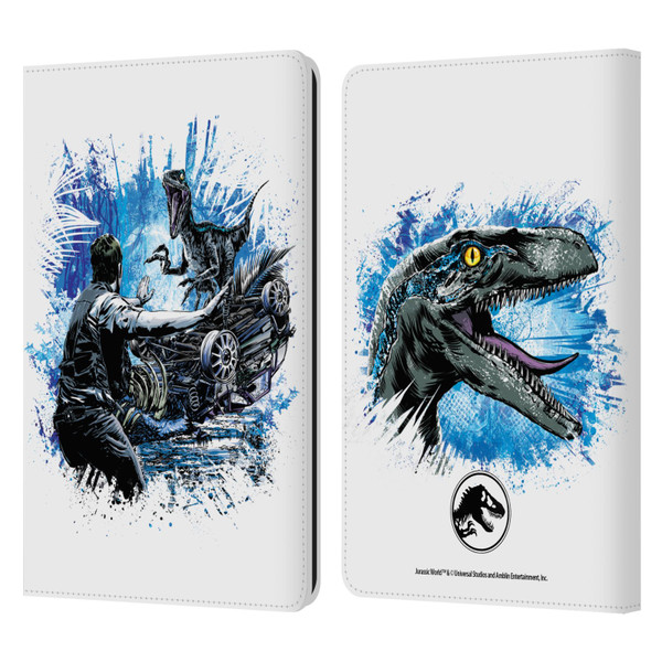 Jurassic World Fallen Kingdom Key Art Blue & Owen Distressed Look Leather Book Wallet Case Cover For Amazon Kindle Paperwhite 1 / 2 / 3