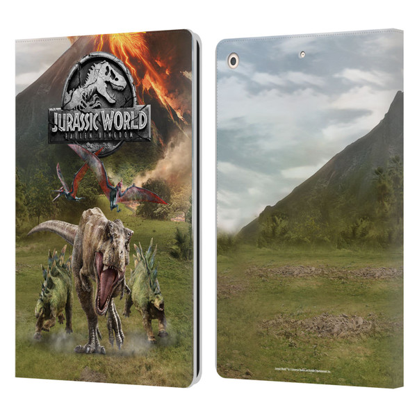 Jurassic World Fallen Kingdom Key Art Dinosaurs Escape Leather Book Wallet Case Cover For Apple iPad 10.2 2019/2020/2021