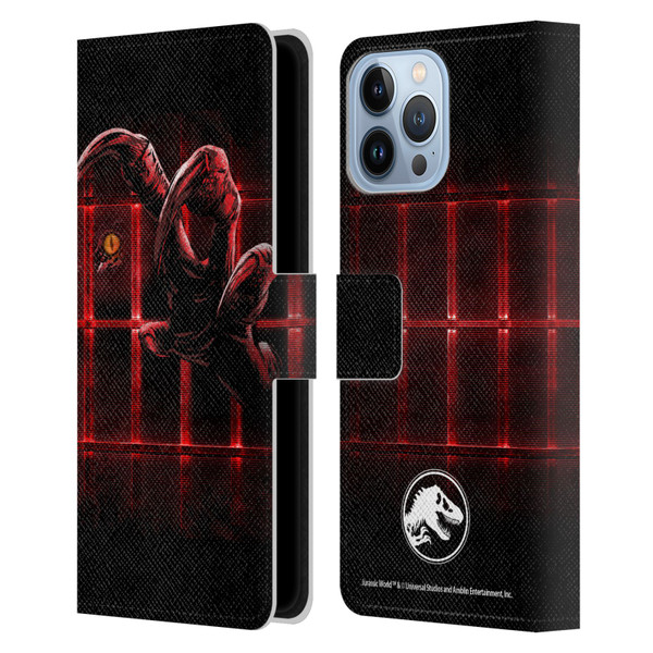 Jurassic World Fallen Kingdom Key Art Claw In Dark Leather Book Wallet Case Cover For Apple iPhone 13 Pro Max