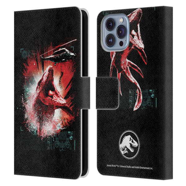 Jurassic World Fallen Kingdom Key Art Mosasaurus Leather Book Wallet Case Cover For Apple iPhone 14
