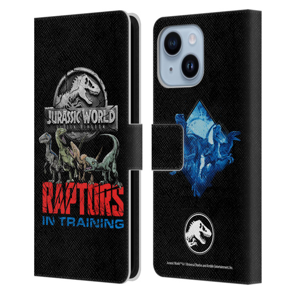 Jurassic World Fallen Kingdom Key Art Raptors In Training Leather Book Wallet Case Cover For Apple iPhone 14 Plus