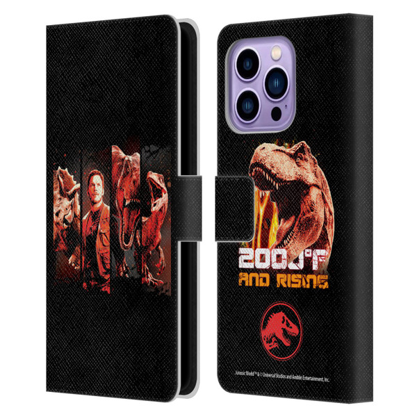 Jurassic World Fallen Kingdom Key Art Character Frame Leather Book Wallet Case Cover For Apple iPhone 14 Pro Max