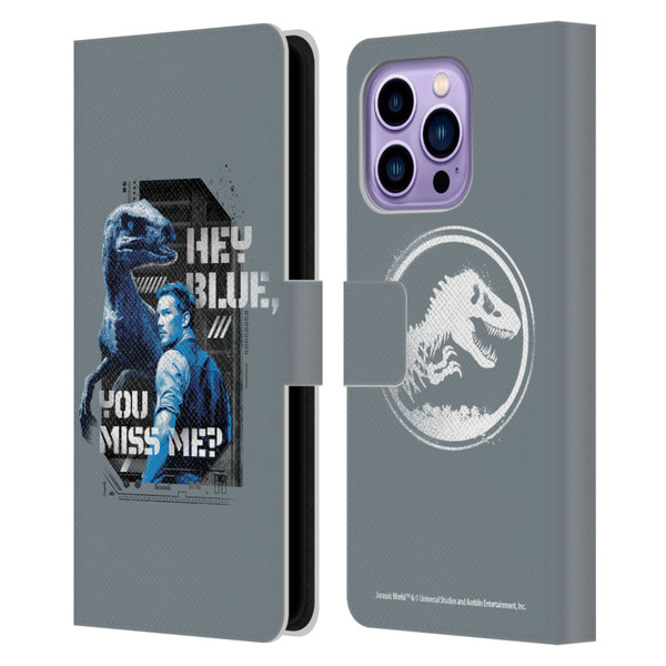 Jurassic World Fallen Kingdom Key Art Hey Blue & Owen Leather Book Wallet Case Cover For Apple iPhone 14 Pro Max