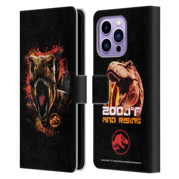Jurassic World Fallen Kingdom Key Art T-Rex Art Leather Book Wallet Case Cover For Apple iPhone 14 Pro Max