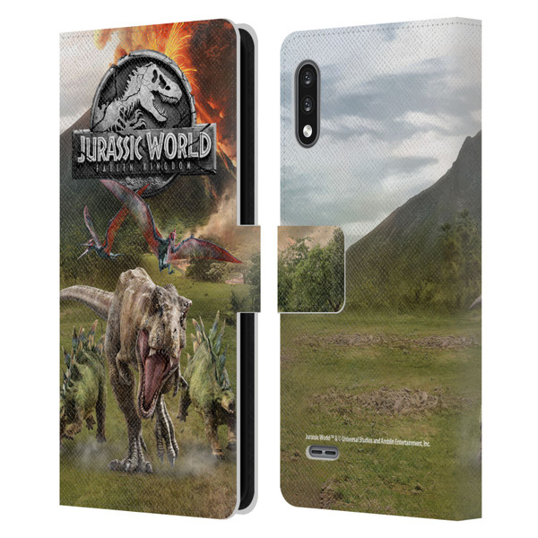 Jurassic World Fallen Kingdom Key Art Dinosaurs Escape Leather Book Wallet Case Cover For LG K22