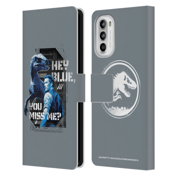 Jurassic World Fallen Kingdom Key Art Hey Blue & Owen Leather Book Wallet Case Cover For Motorola Moto G52