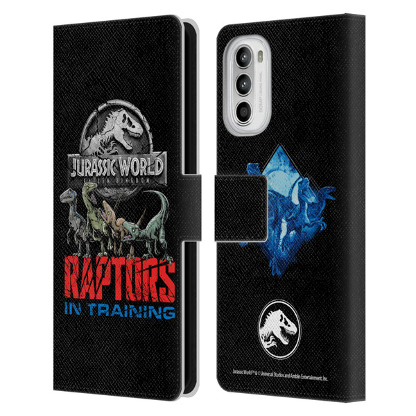 Jurassic World Fallen Kingdom Key Art Raptors In Training Leather Book Wallet Case Cover For Motorola Moto G52