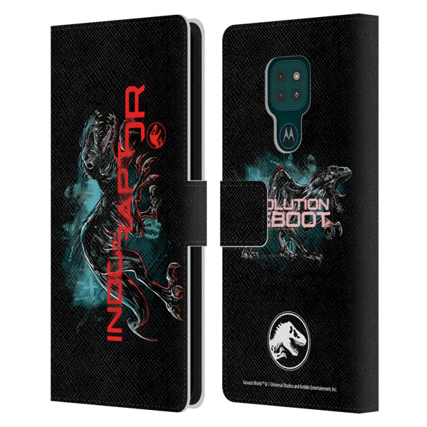Jurassic World Fallen Kingdom Key Art Indoraptor Leather Book Wallet Case Cover For Motorola Moto G9 Play