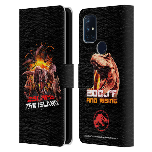 Jurassic World Fallen Kingdom Key Art Dinosaurs Escape Island Leather Book Wallet Case Cover For OnePlus Nord N10 5G