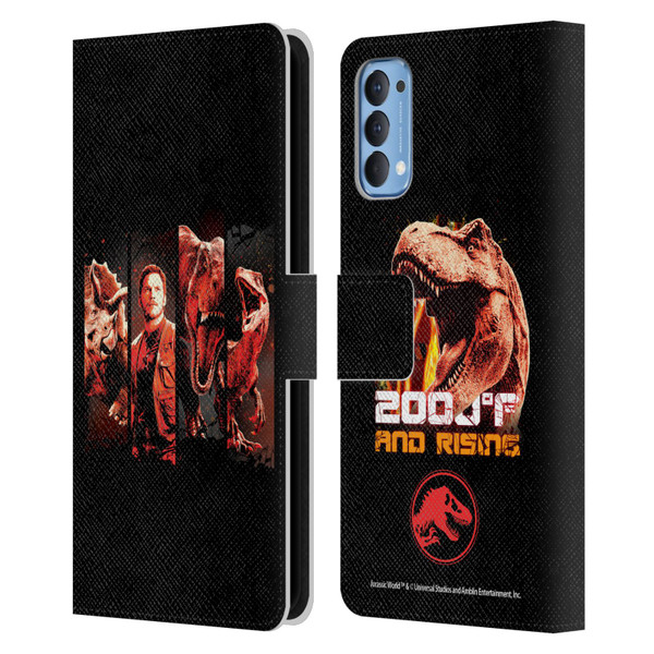 Jurassic World Fallen Kingdom Key Art Character Frame Leather Book Wallet Case Cover For OPPO Reno 4 5G