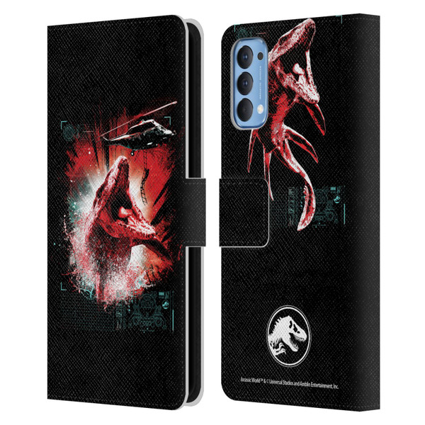 Jurassic World Fallen Kingdom Key Art Mosasaurus Leather Book Wallet Case Cover For OPPO Reno 4 5G