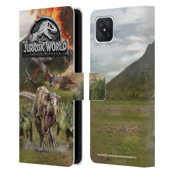 Jurassic World Fallen Kingdom Key Art Dinosaurs Escape Leather Book Wallet Case Cover For OPPO Reno4 Z 5G